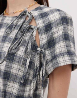 Reclaimed Vintage Midi Dress With Tie Front Detail In Check For Women Multi -Closet Theory Her 208234881 2