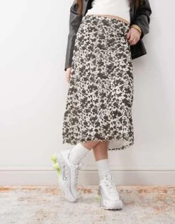Reclaimed Vintage Slinky Midi Skirt In Mini Cow Print For Women
