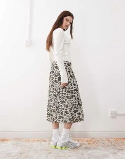 Reclaimed Vintage Slinky Midi Skirt In Mini Cow Print For Women -Closet Theory Her 208239054 3