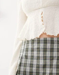 Reclaimed Vintage Mini Skort In Green Check For Women -Closet Theory Her 208244343 4