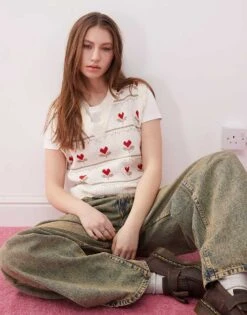 Reclaimed Vintage Scallop Edge Knitted Tank In Novelty Print For Women Multi -Closet Theory Her 208255593 1 multi 1