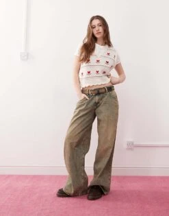 Reclaimed Vintage Scallop Edge Knitted Tank In Novelty Print For Women Multi -Closet Theory Her 208255593 2