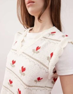 Reclaimed Vintage Scallop Edge Knitted Tank In Novelty Print For Women Multi -Closet Theory Her 208255593 3