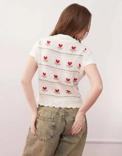 Reclaimed Vintage Scallop Edge Knitted Tank In Novelty Print For Women Multi -Closet Theory Her 208255593 4