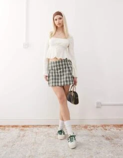 Reclaimed Vintage Textured Square Neck Ruffle Cowgirl Western Blouse In Ecru For Women -Closet Theory Her 208263680 2