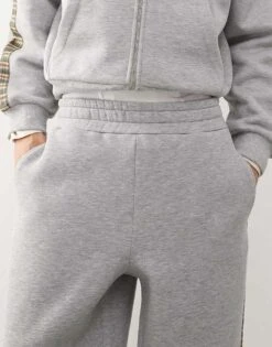 Reclaimed Vintage Unisex Check Side Stripe Wide Leg Jogger In Grey Marl For Unisex -Closet Theory Her 208263815 3