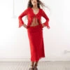 Reclaimed Vintage Flocked Mesh Co-ord In Cherry Red -Closet Theory Her 208269424 3