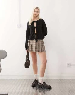 Reclaimed Vintage Tie Front Blouse In Black For Women -Closet Theory Her 208284871 3