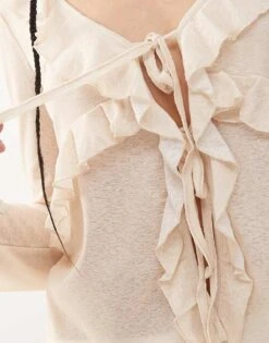 Reclaimed Vintage Ruffle Blouse In Butter Yellow For Women -Closet Theory Her 208284938 2