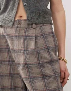 Reclaimed Vintage Unisex Wide Leg Trouser In Brown Check For Unisex -Closet Theory Her 208295588 5