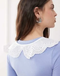 Reclaimed Vintage Tie Front Collar In White Broderie For Women -Closet Theory Her 208297712 3