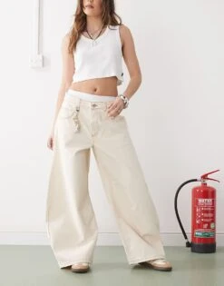 Reclaimed Vintage Denim Extreme Barrel Jean In Ecru For Women