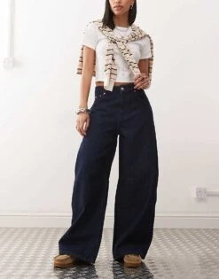 Reclaimed Vintage Extreme Barrel Jean In Indigo Rinse Wash For Women -Closet Theory Her 208317474 1 indigo 1