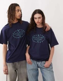 Reclaimed Vintage Unisex Embroidered Oversized T-shirt In Navy For Unisex -Closet Theory Her 208326818 3