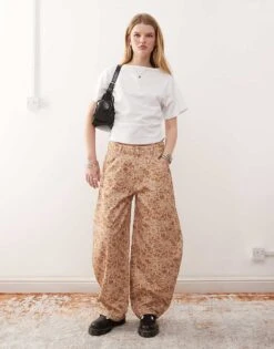 Reclaimed Vintage Barrel Leg Jeans In Leopard Print For Women