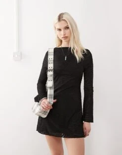 Reclaimed Vintage Angel Sleeve Mini Dress In Black Zebra For Women -Closet Theory Her 208369391 1 black 1