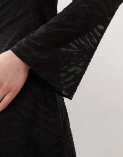 Reclaimed Vintage Angel Sleeve Mini Dress In Black Zebra For Women -Closet Theory Her 208369391 4