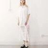 Reclaimed Vintage T-shirt Midi Dress With Lace Skirt In White For Women -Closet Theory Her 208376919 1 white