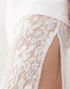 Reclaimed Vintage T-shirt Midi Dress With Lace Skirt In White For Women -Closet Theory Her 208376919 4