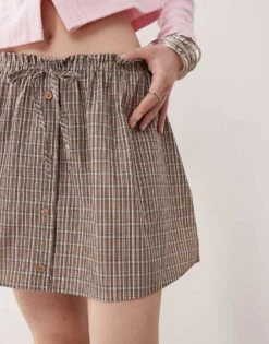 Reclaimed Vintage Mini Skirt With Buttons In Check For Women Multi -Closet Theory Her 208376931 4