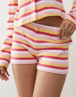 Reclaimed Vintage Hotpants In Multi Stripe Co-ord For Women Multicolour Stripe -Closet Theory Her 208403838 3