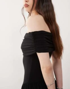 Reclaimed Vintage Drop Waist Slinky Bandeau Dress For Women Black -Closet Theory Her 208424391 2