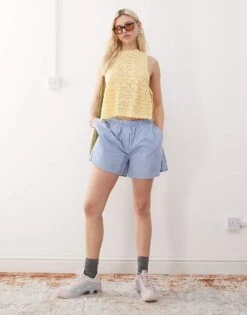 Reclaimed Vintage Crochet Tabard Jumper In Buttermilk Yellow For Women Butter Yellow -Closet Theory Her 208424404 3