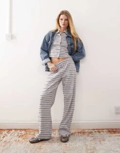 Reclaimed Vintage Brushed Co-ord In Grey Stripe -Closet Theory Her 208441351 1 greystripe 1