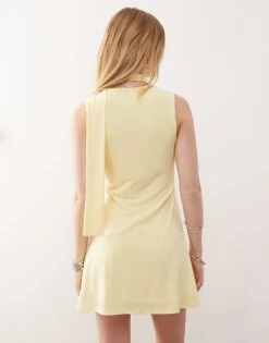 Reclaimed Vintage V-neck Dress With Scarf In Buttermilk Yellow For Women -Closet Theory Her 208516803 3