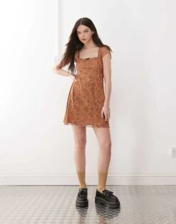 Reclaimed Vintage Babydoll Mesh Mini Dress In Paisley Dress For Women Multi