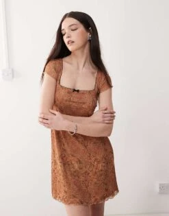 Reclaimed Vintage Babydoll Mesh Mini Dress In Paisley Dress For Women Multi -Closet Theory Her 208517773 3